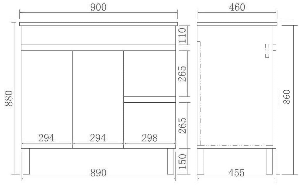 Evie PVC Freestanding Bathroom Vanity Dark Brown