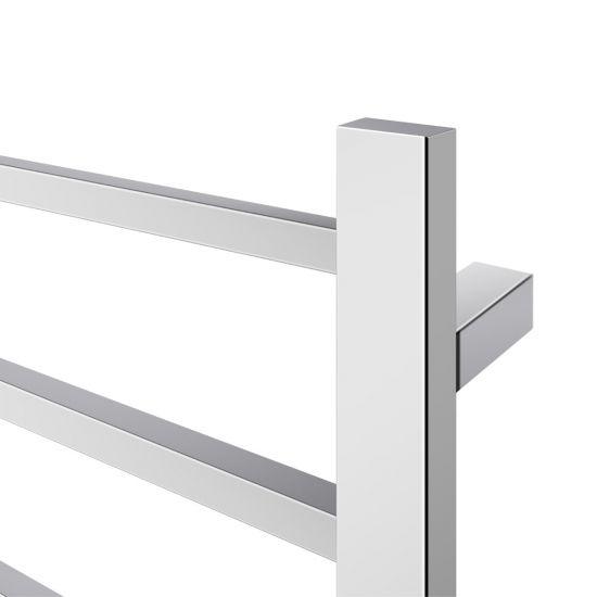 Square Chrome Electric Heated Towel Rack 6 Bars - Living and Bathroom