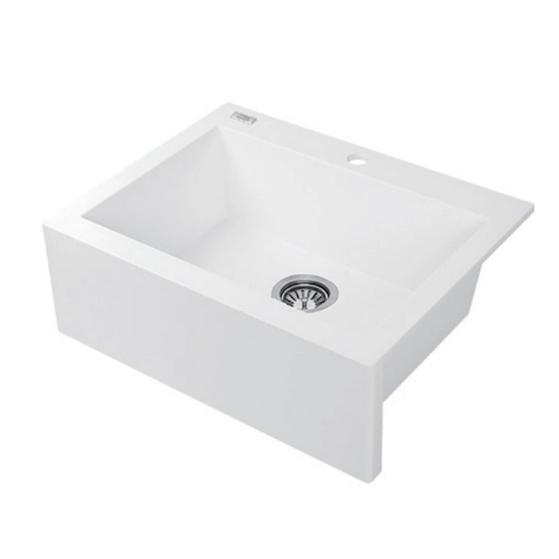 Laveo Komodo White Granite Single Bowl Stone Kitchen Sink 490*580*220mm(including Space Saving Siphon and Click-clack Plug)
