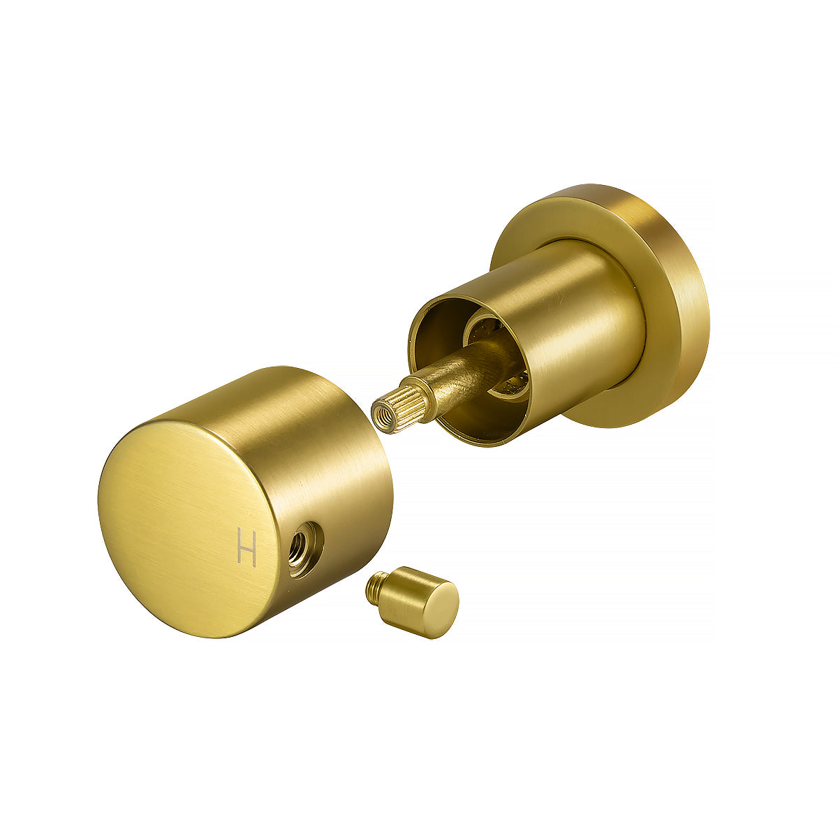 Round Brushed Brass Shower Wall Taps