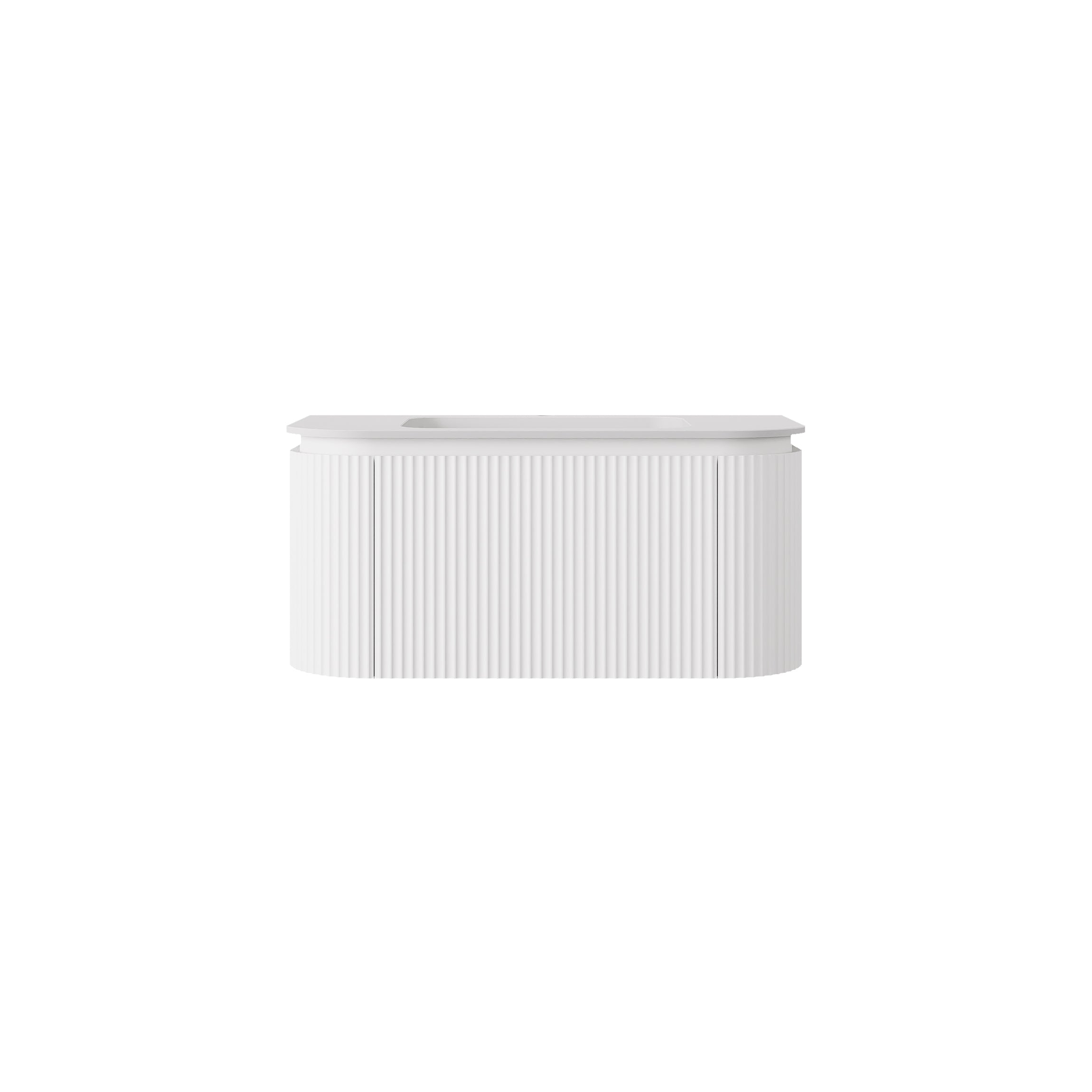 Estella Modern Curve Wall Hung Vanity PVC Cabinet Matte White