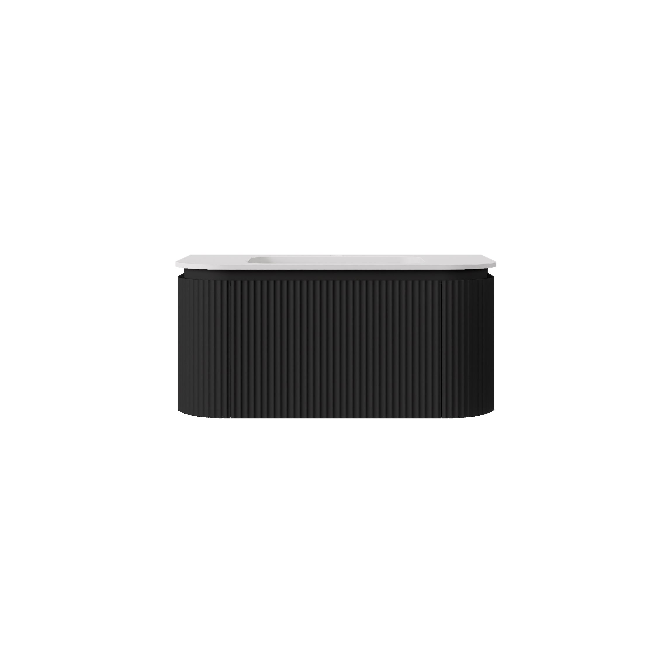 Estella Modern Curve Wall Hung Vanity PVC Cabinet Matte Black