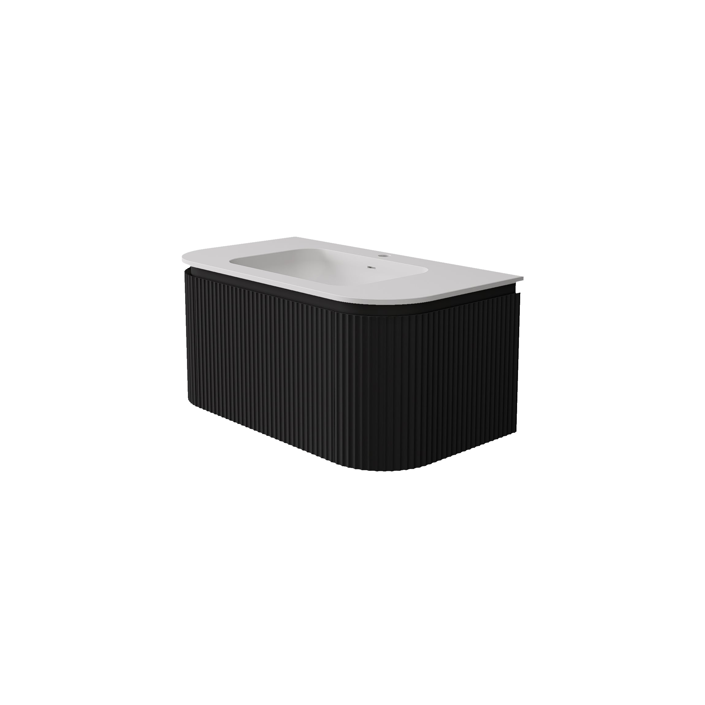 Estella Modern Curve Wall Hung Vanity PVC Cabinet Matte Black