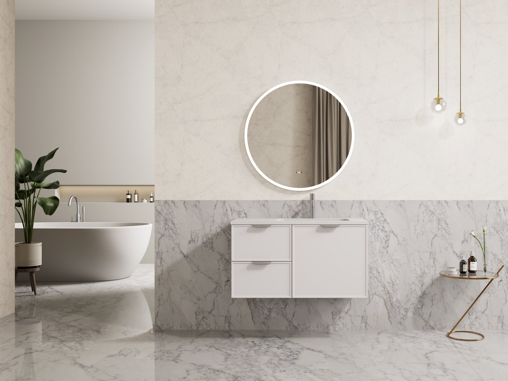 Miami PVC Waterproof Wall Hung Bathroom Vanity Matte White