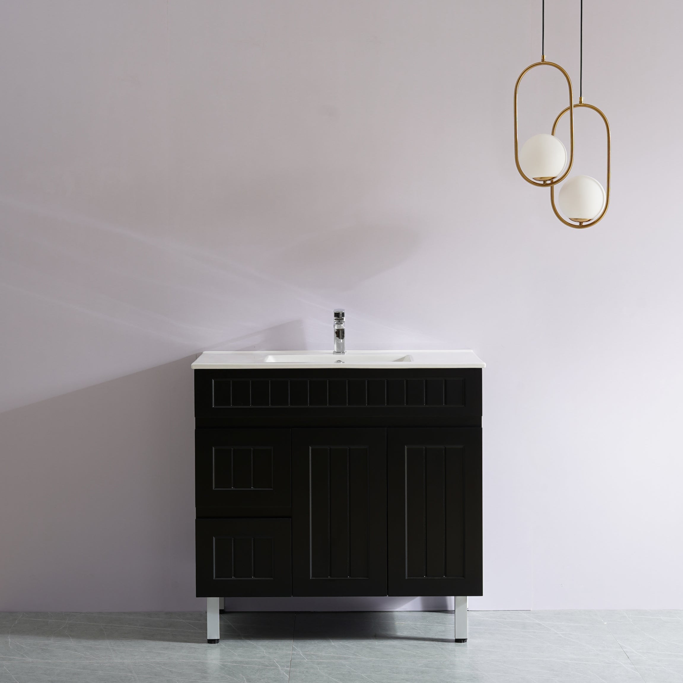 Acacia PVC Freestanding Vanity Matte Black