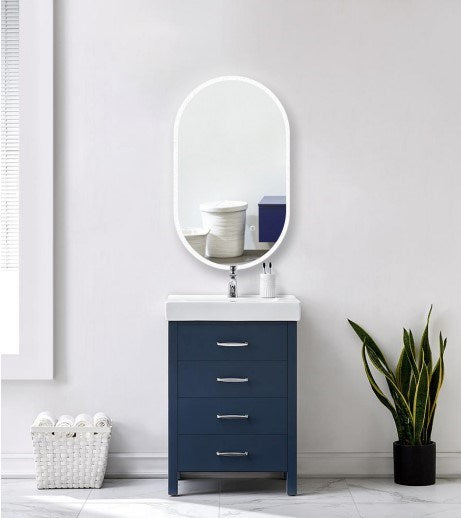 450*750mm Oval 3 Color Lighting Acrylic LED Mirror Touch Sensor Switch Defogger Pad Wall Mounted