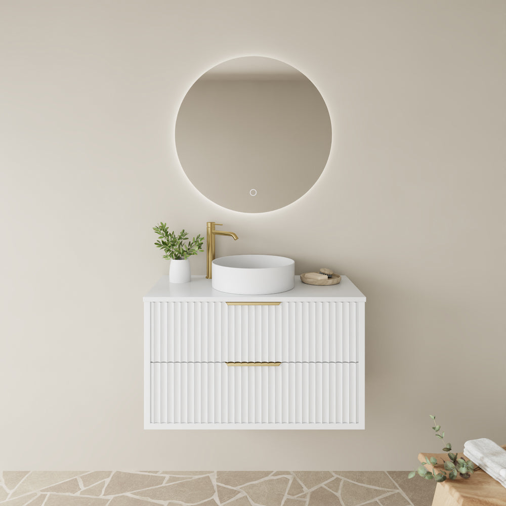 Rome PVC Fluted Waterproof  Wall Hung Bathroom Vanity  Matte White