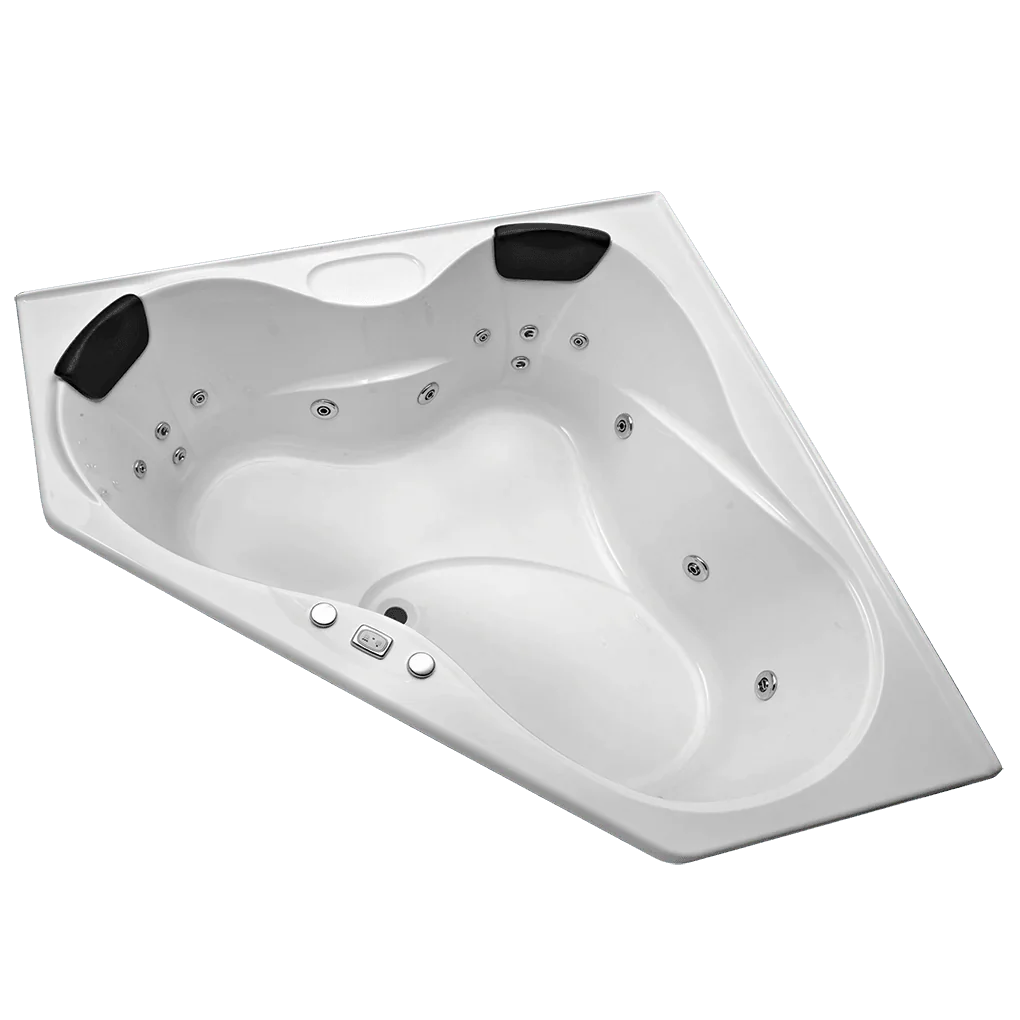 Alcazar 1510*1510*500mm White Acrylic 16 Jets Drop in Corner Spa Bath - Living and Bathroom