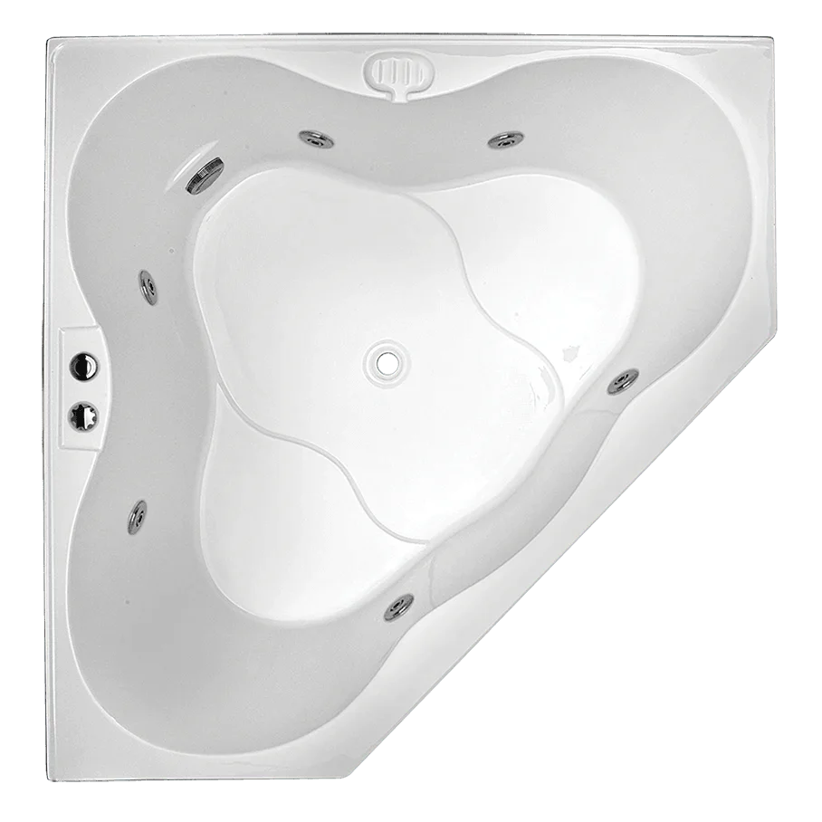 Almina 1285*1285*455mm White Corner 6/10/14 Jets Acrylic Drop in Spa Bath Tub - Living and Bathroom