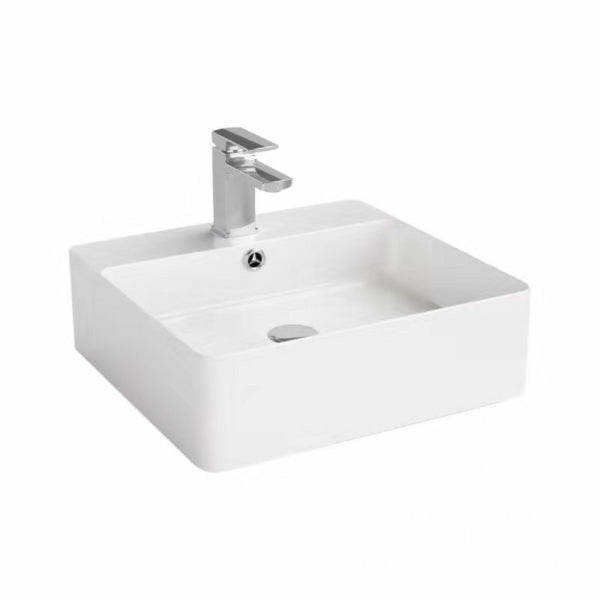 Ultra Slim Gloss White Fine Ceramic-Wall Hung/Above Counter Basin 450×420×140mm