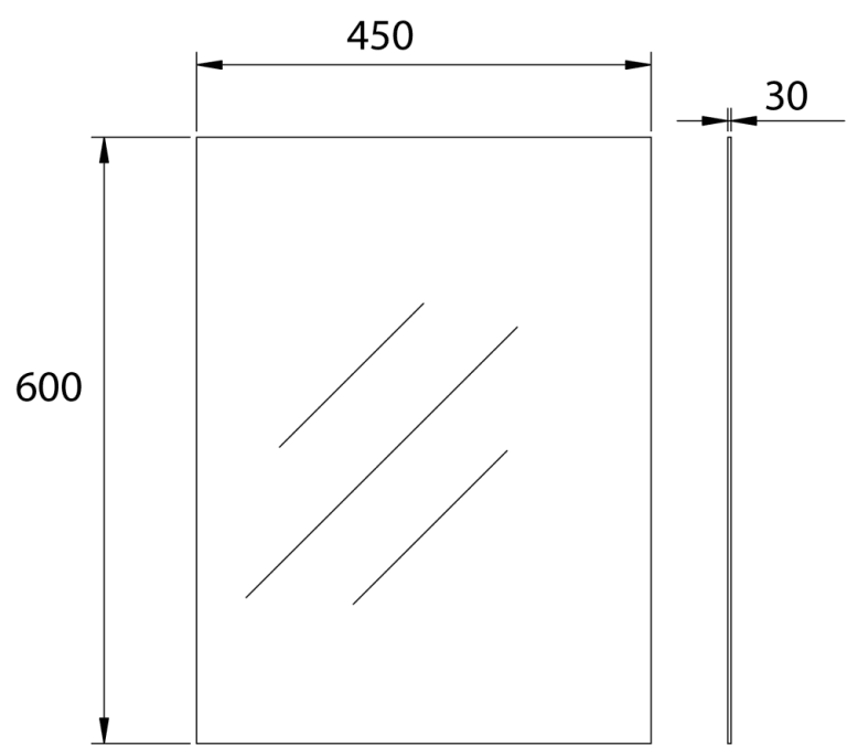 Pencil-edge Plain Mirror 45cm - Living and Bathroom