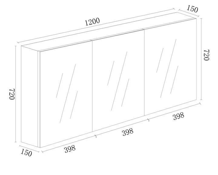 PVC Shaving Cabinet 1200mm - Glossy White
