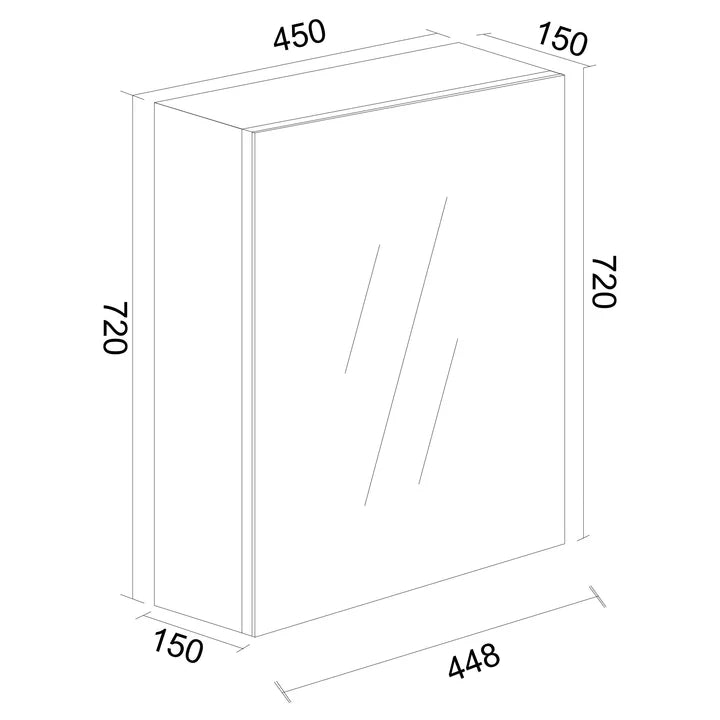 PVC Shaving Cabinet 450mm - Glossy White