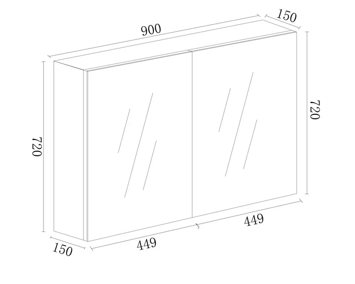 PVC Shaving Cabinet 900mm - Glossy White