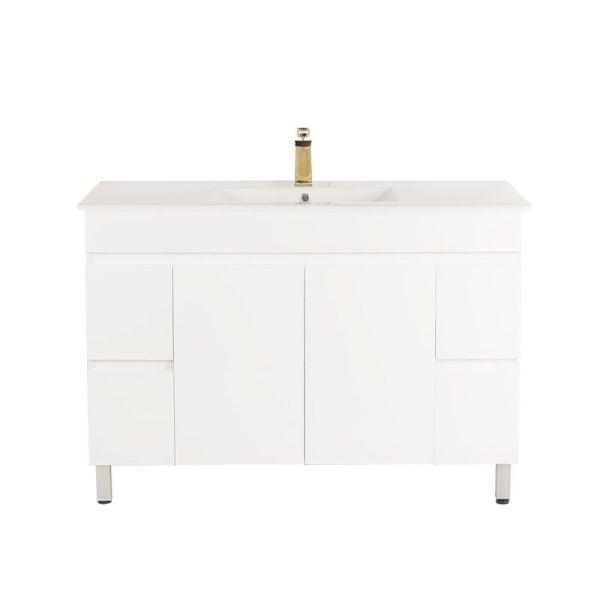 Gloss White BIANCA PVC 120cm Floor Standing Vanity Cabinet - Living and Bathroom