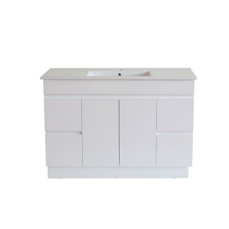 Gloss White BIANCA PVC 120cm Floor Standing Vanity Cabinet - Living and Bathroom