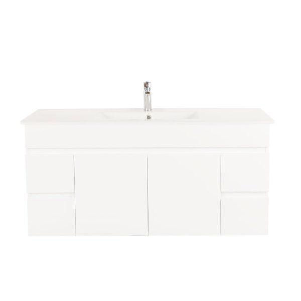 Gloss White BIANCA PVC 120cm Floor Standing Vanity Cabinet - Living and Bathroom
