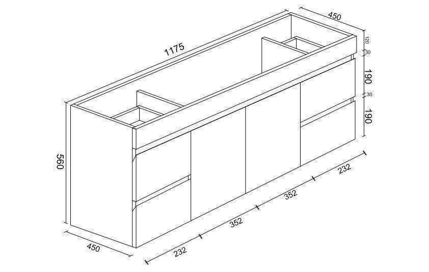 Gloss White BIANCA PVC 120cm Floor Standing Vanity Cabinet - Living and Bathroom