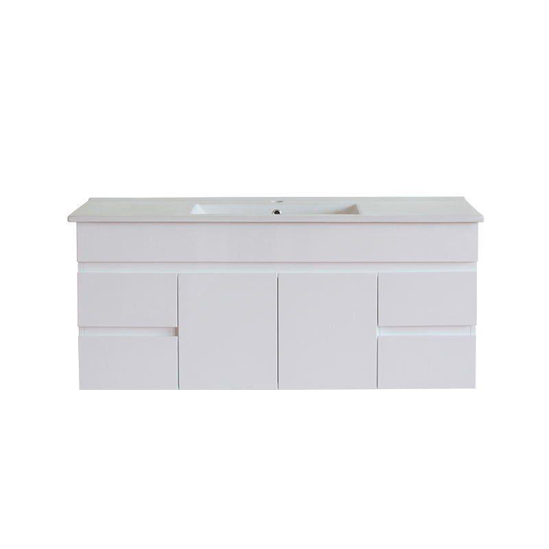 Gloss White BIANCA PVC 120cm Floor Standing Vanity Cabinet - Living and Bathroom