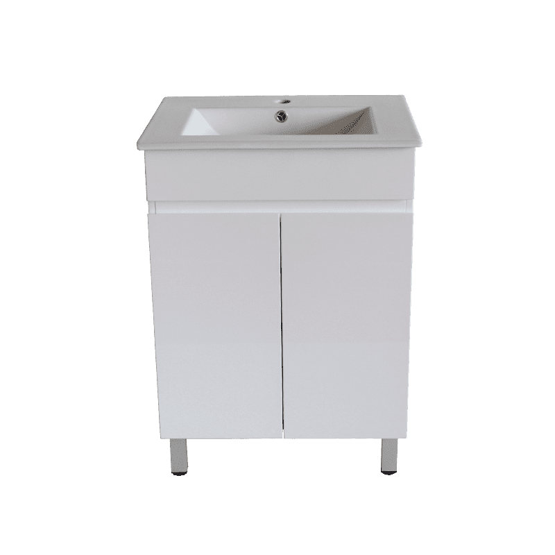 Gloss White BIANCA PVC 60cm Floor Standing Vanity Cabinet - Living and Bathroom