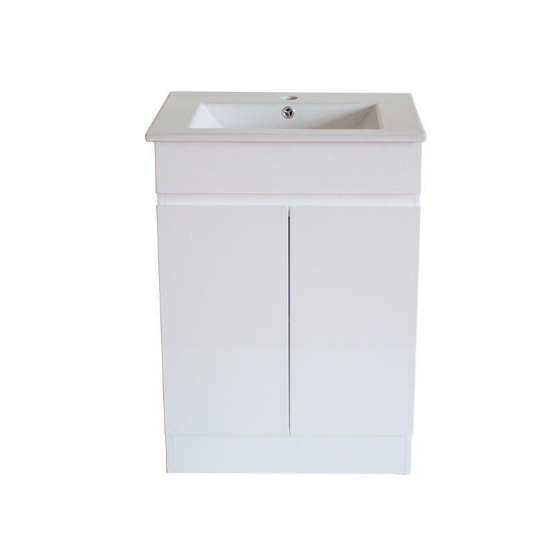 Gloss White BIANCA PVC 60cm Floor Standing Vanity Cabinet - Living and Bathroom
