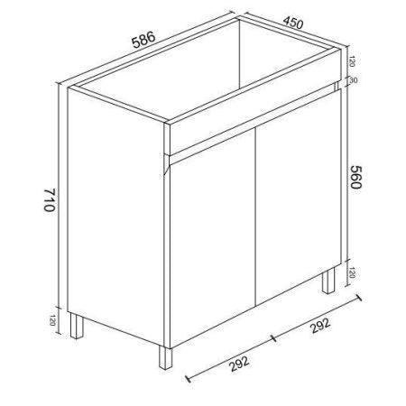 Gloss White BIANCA PVC 60cm Floor Standing Vanity Cabinet - Living and Bathroom