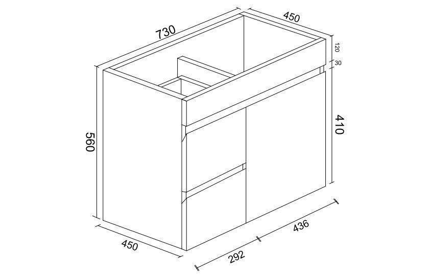 Gloss White BIANCA PVC 75cm Wall Hung Vanity Cabinet (LHD) - Living and Bathroom