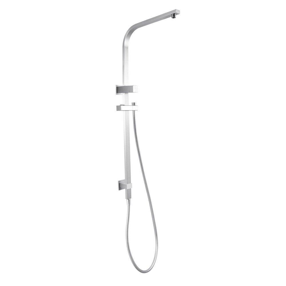 Square Brushed Nickel Shower Station without Shower Head and Handheld Shower - Living and Bathroom