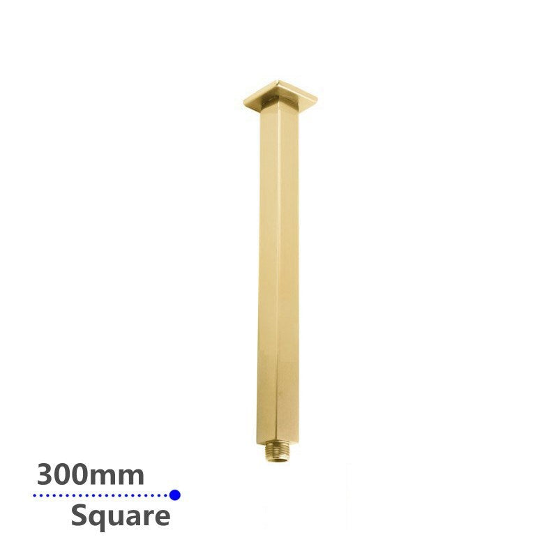 Square Brushed Brass Ceiling Shower Arm 300mm