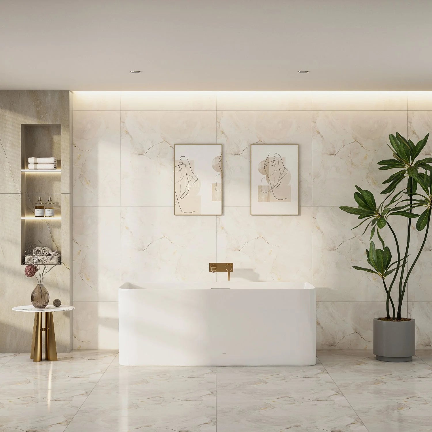 Bullion Ultra-Thin Back To Wall Bathtub