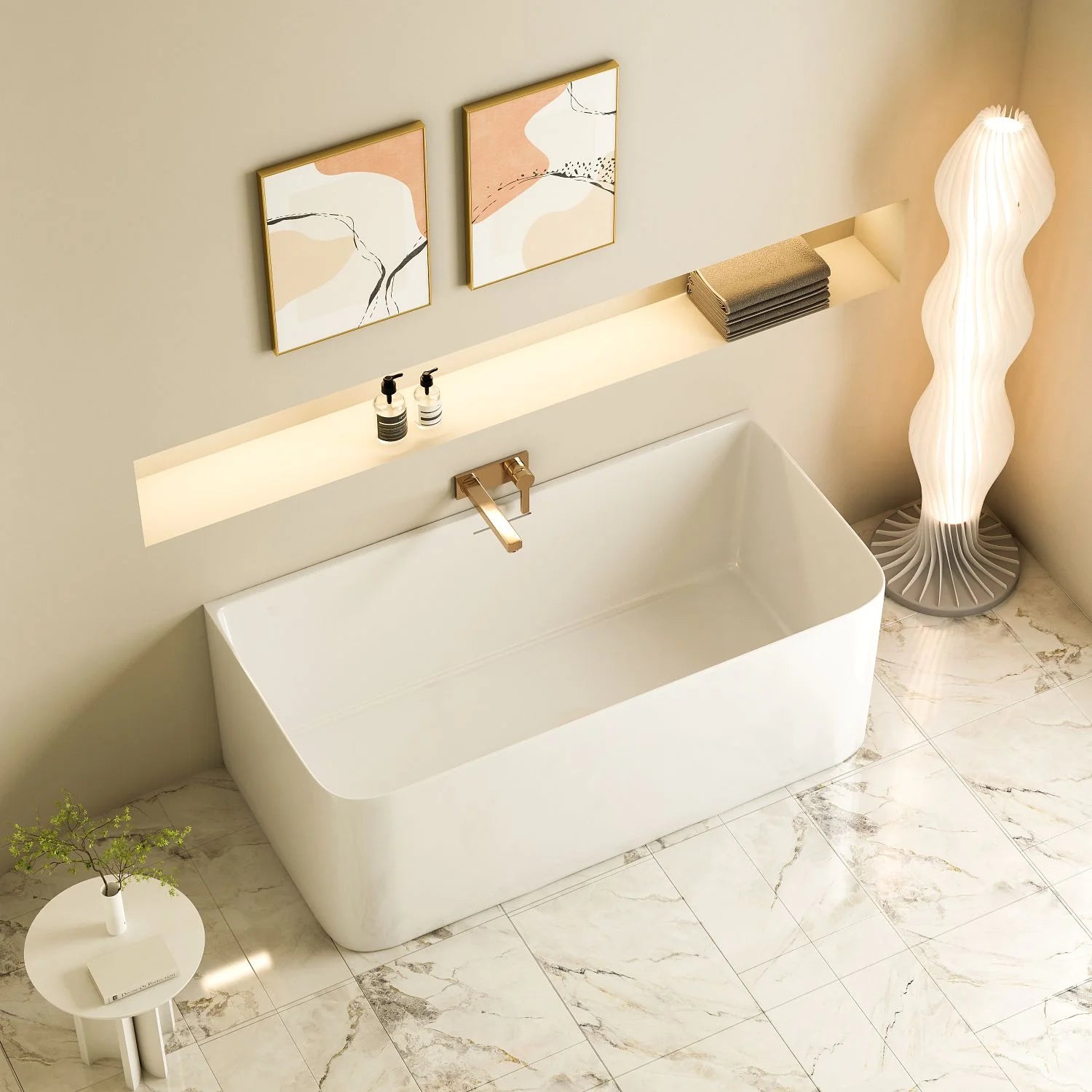 Bullion Ultra-Thin Back To Wall Bathtub