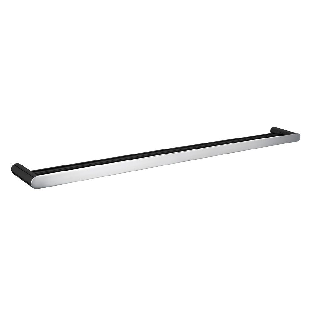 Esperia Matte Black & Chrome 800mm Double Towel Rail