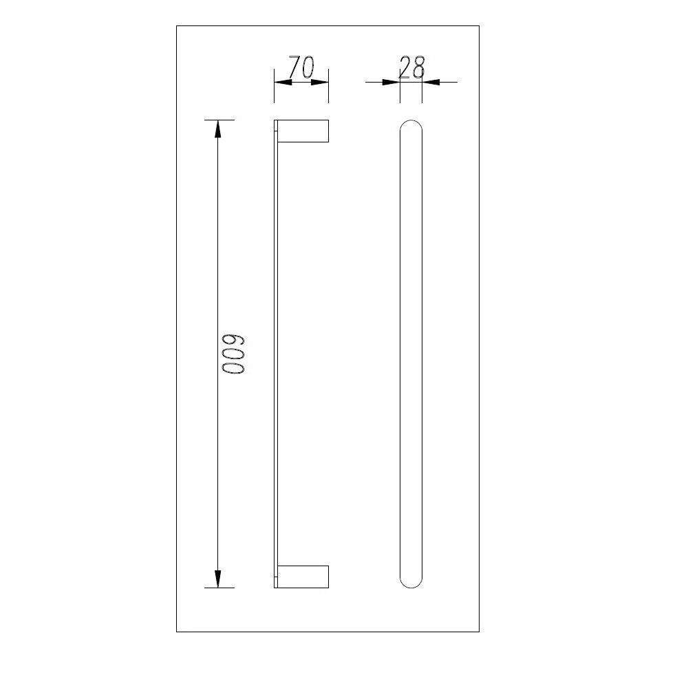 Esperia Matte Black & Chrome 600mm Single Towel Rail