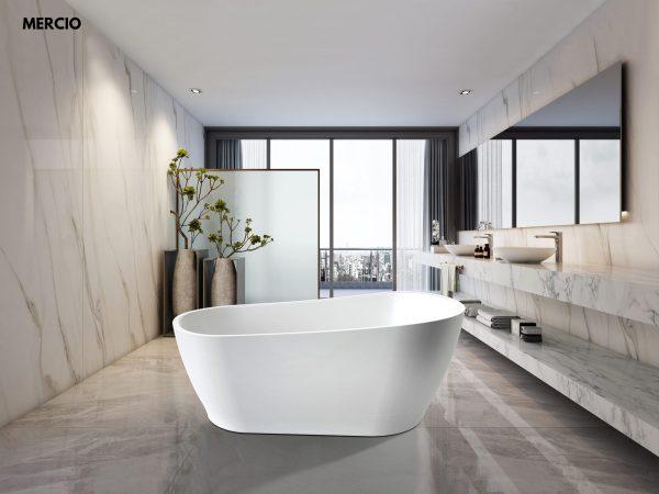Cannes 1500mm Freestanding Designer Gloss White Bathtub - Living and Bathroom