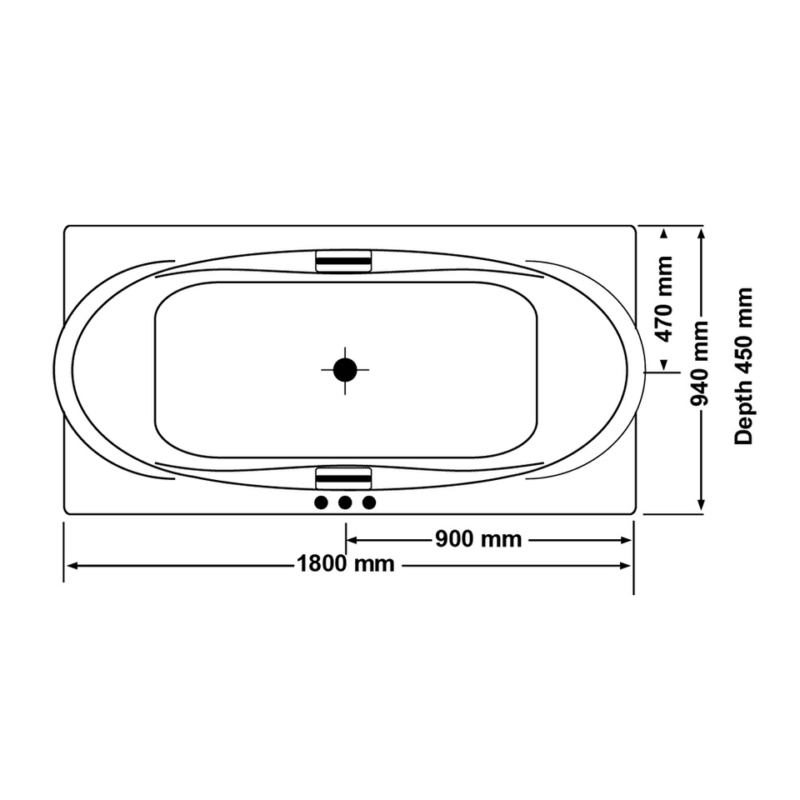Castilla 1800*940*450mm White Acrylic 15 Jets Drop In Spa Bath Tub - Living and Bathroom