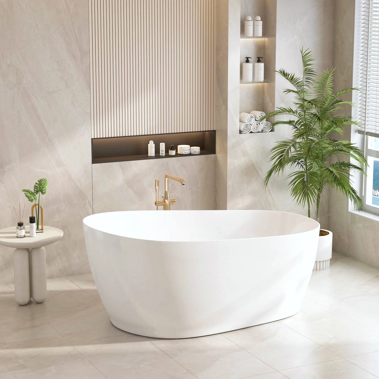 Cannes 1500mm Freestanding Designer Gloss White Bathtub