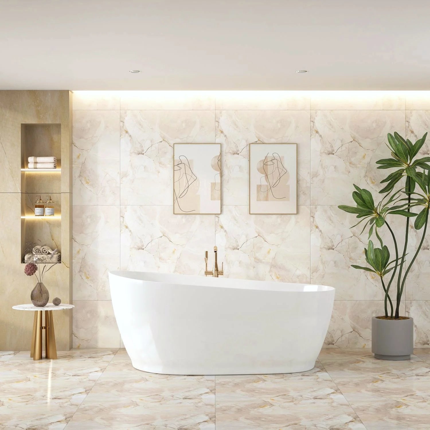 Cannes 1500mm Freestanding Designer Gloss White Bathtub