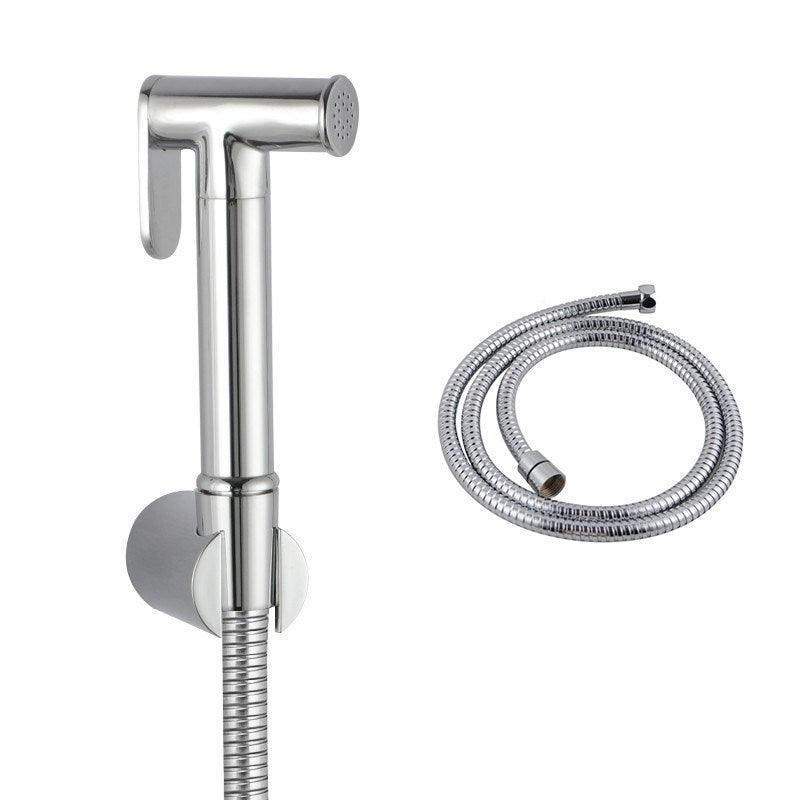Round Chrome Brass Toilet Bidet Spray Kit with Stainless Steel Hose - Living and Bathroom