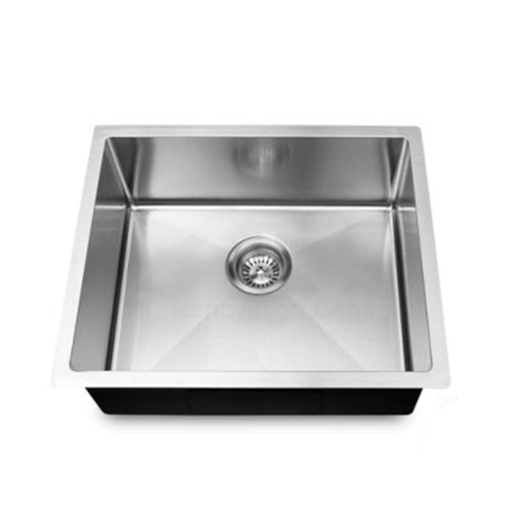 Round Corner Chrome Stainless Steel Handmade Single Bowl Kitchen Sink 440*440*205mm