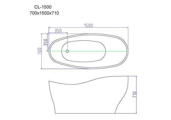 Clara 1500mm Freestanding Designer Gloss White bathtub - Living and Bathroom