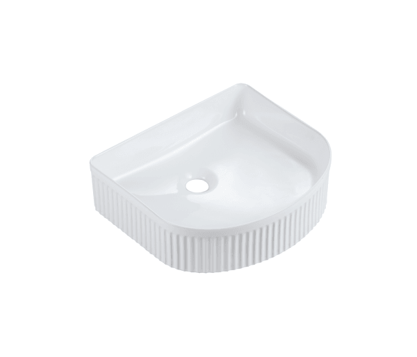 Cora Above Counter Fluted Gloss White Arch Basin (New Arrival) - Living and Bathroom