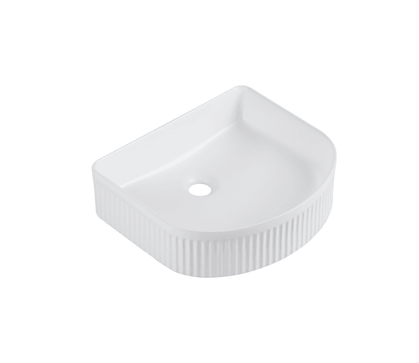 Cora Above Counter Fluted Matt White Arch Basin (New Arrival) - Living and Bathroom