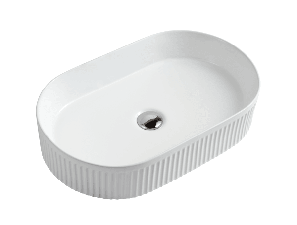 Cora Above Counter Fluted Matt White Pill Basin (New Arrival) - Living and Bathroom