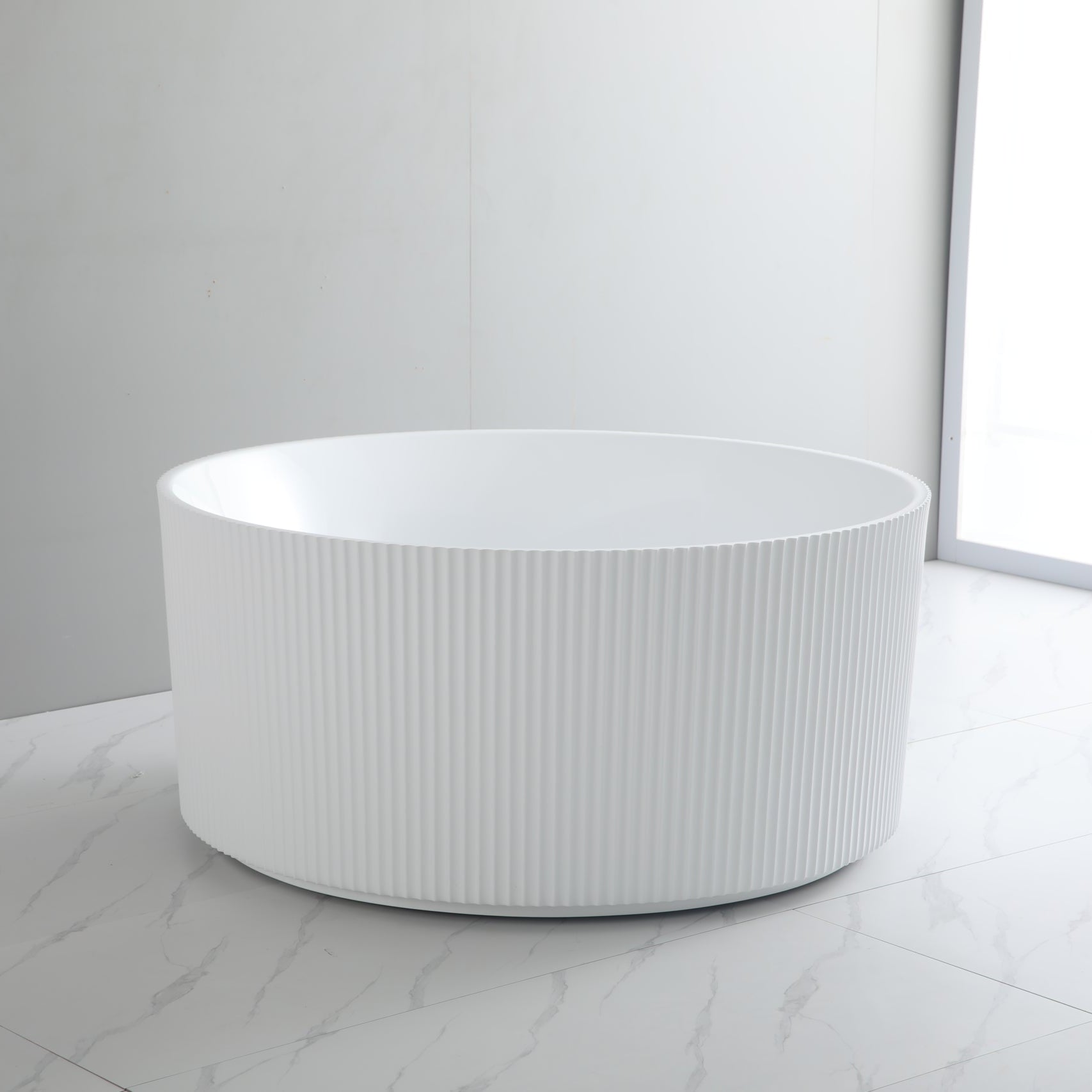 CETO Como Round Groove 1280mm Freestanding Bathtub Matt White