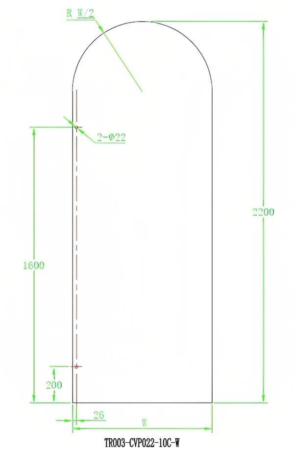 Frameless Arched Fixed Panel Shower Screen Gun Metal - Living and Bathroom