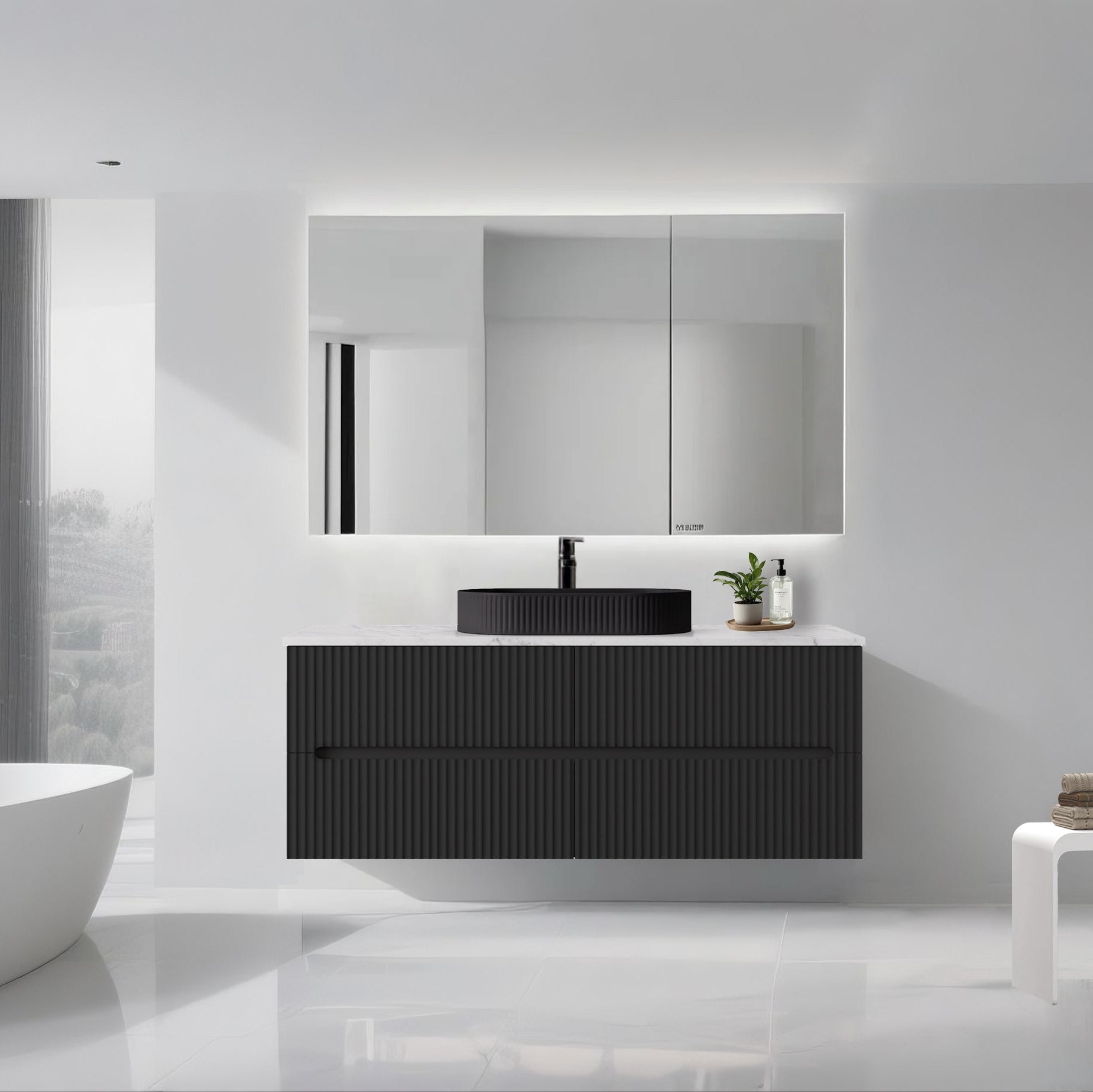 Cabarita Morden Wall Hung PVC Cabinet Matte Black