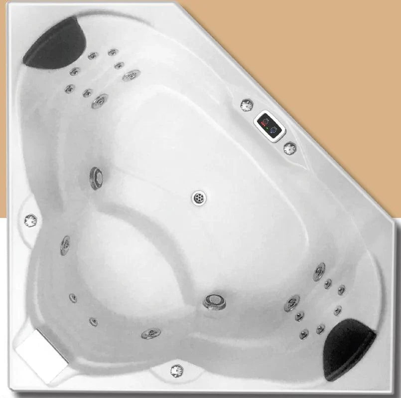 Cordoba 1530*1530*600mm White Acrylic 20 Jets Drop in Corner Spa Bath Tub - Living and Bathroom