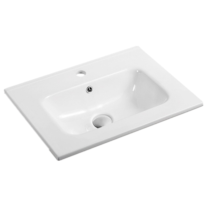 Olivia Matte White Single Bowl Ceramic Top 760*465*175mm