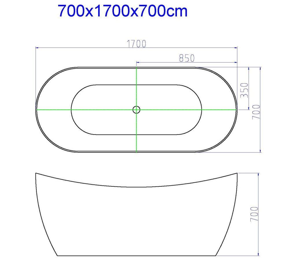Disney 1700mm Freestanding Designer Gloss White bathtub - Living and Bathroom