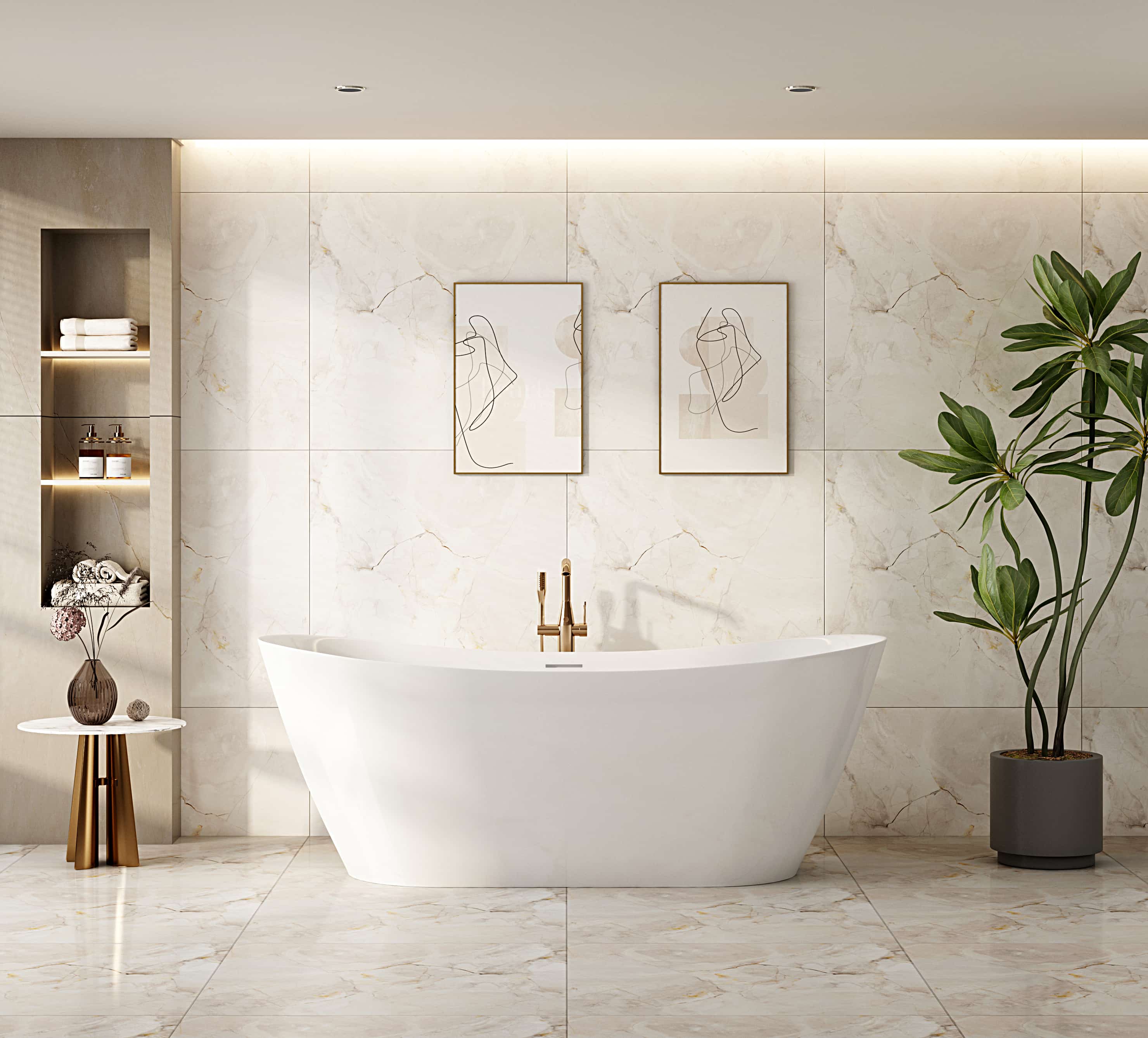 Disney Ultra-Thin Freestanding Designer Freestanding Bathtub Gloss White